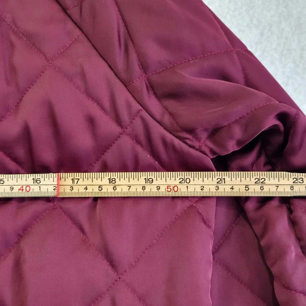 COACH New York Women Quilted Bomber Jacket Burgundy F86472 Size S Leather Trim